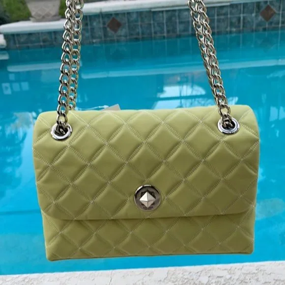 Kate Spade Natalia Smooth Leather Medium Flap Shoulder Bag Frosty Lime - Picture 2 of 16